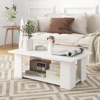 Giantex Modern Coffee Table w/Storage Shelf, Large 2-Tier Wooden Tea Table w/Open Shelf, White