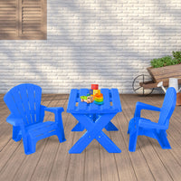 Kids Plastic Table with 2 Adirondack Chairs Set