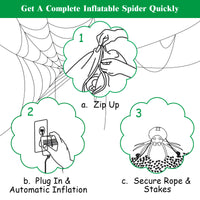 1.8M Halloween Inflatable Spider w/ LED Lights & Powerful Blower