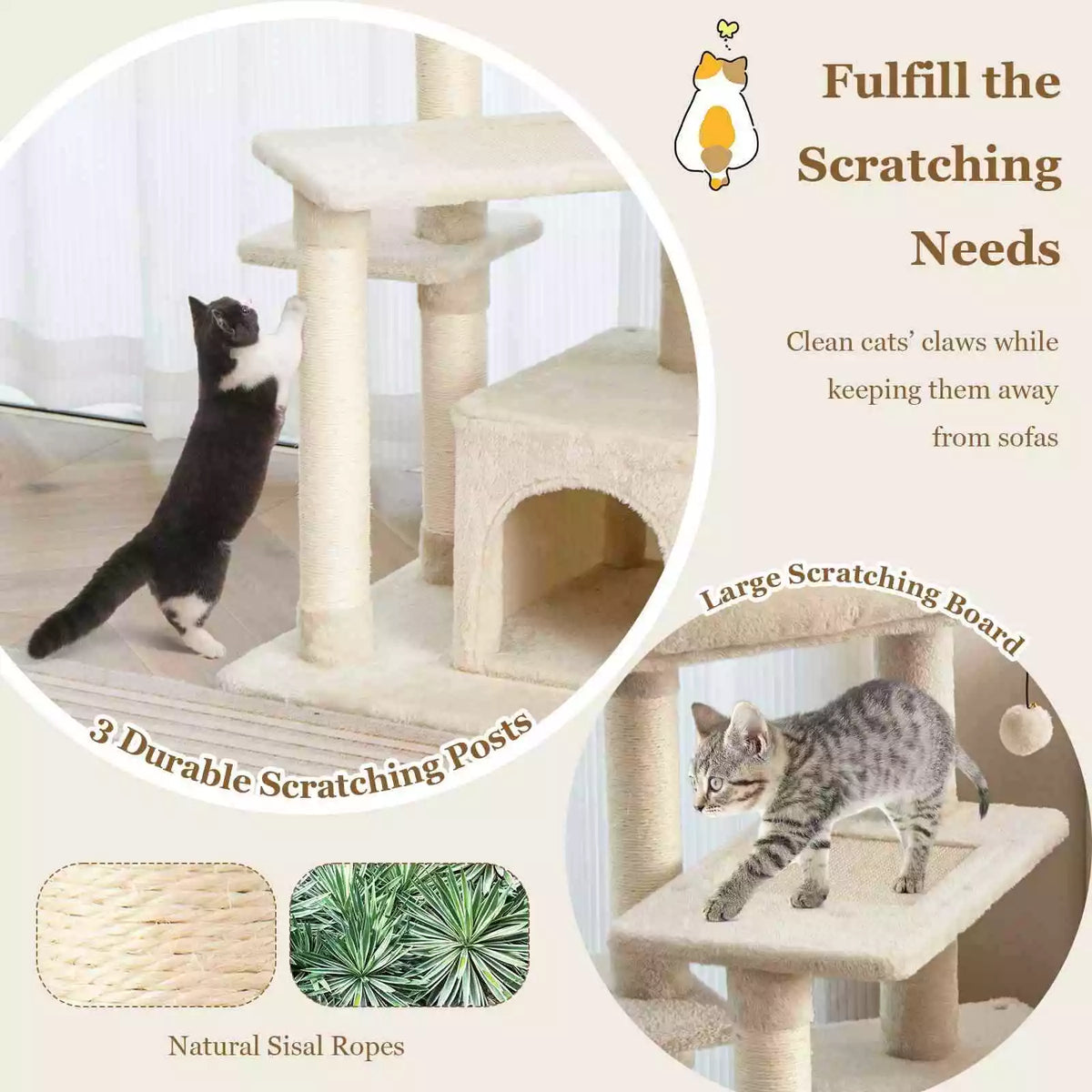 Giantex 4-Tier Cat Tree Indoor Activity Cat Tower w/ Perch & Hanging Ball for Play Rest