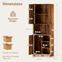 Kitchen Pantry Storage Cabinet 166 cm Tall Modern Hutch Cabinet w/ Open Shelves