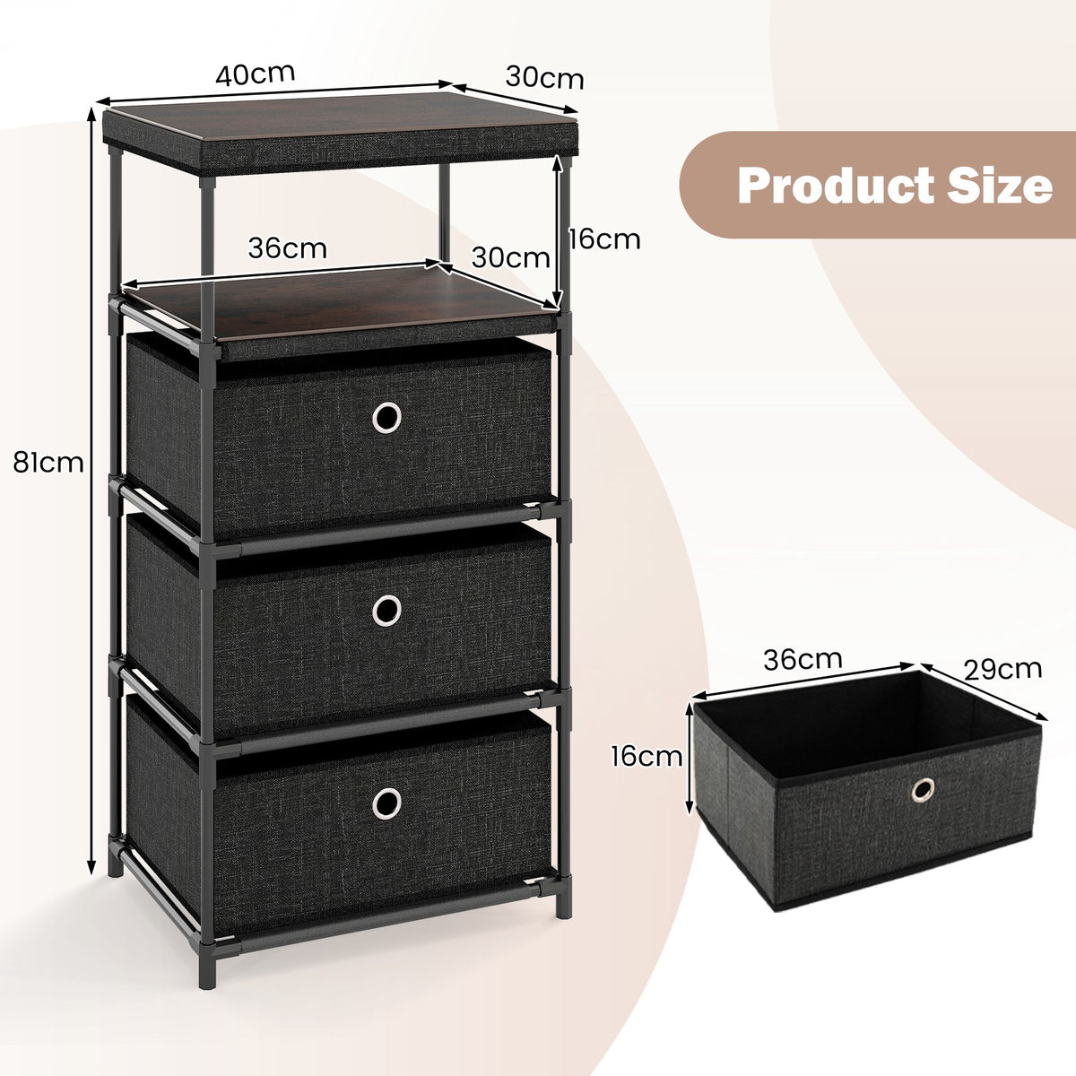 Narrow Dresser with 5 Drawers Slim Storage Tower Space-Saving Chest of Drawers