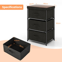 3-Tier Fabric Dresser Fabric Nightstand w/ 3 Drawers Storage Dresser for Bedroom