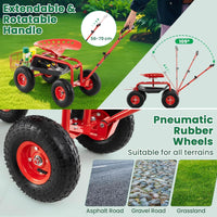 Steerable Garden Cart w/Extendable Handle
