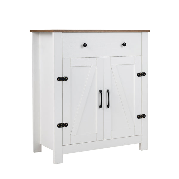 Farmhouse Buffet Cabinet 80cm with Adjustable Shelf and 2 Barn Doors