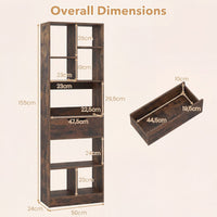 Tall Freestanding Bookshelf with Drawer and 7 Open Cubes