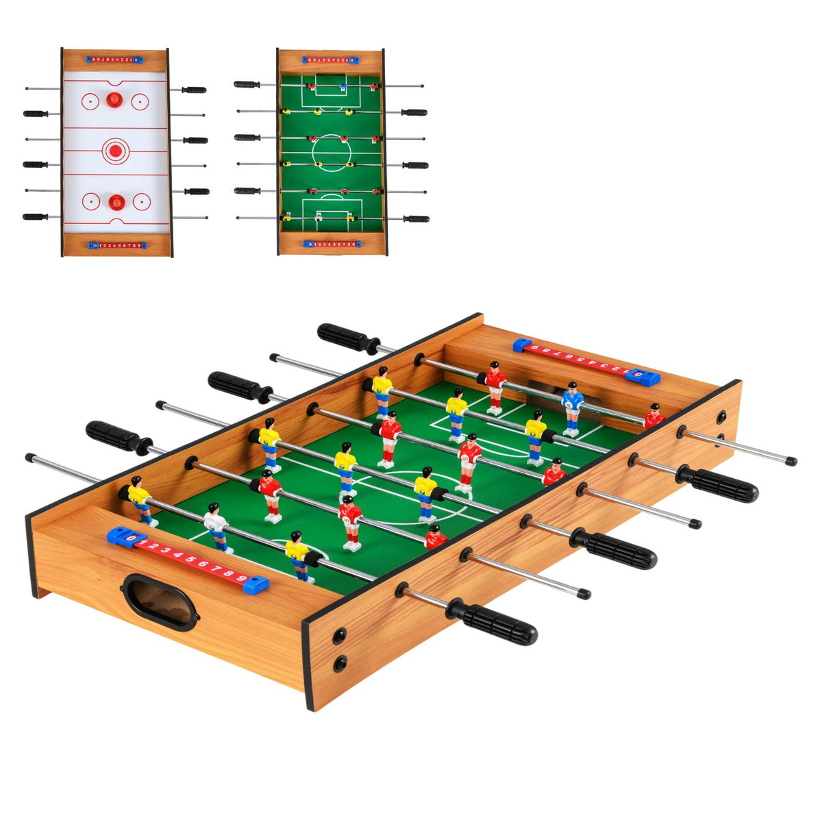 2 In 1 Multi Game Table with Compact Tabletop Foosball Table and Hockey Game