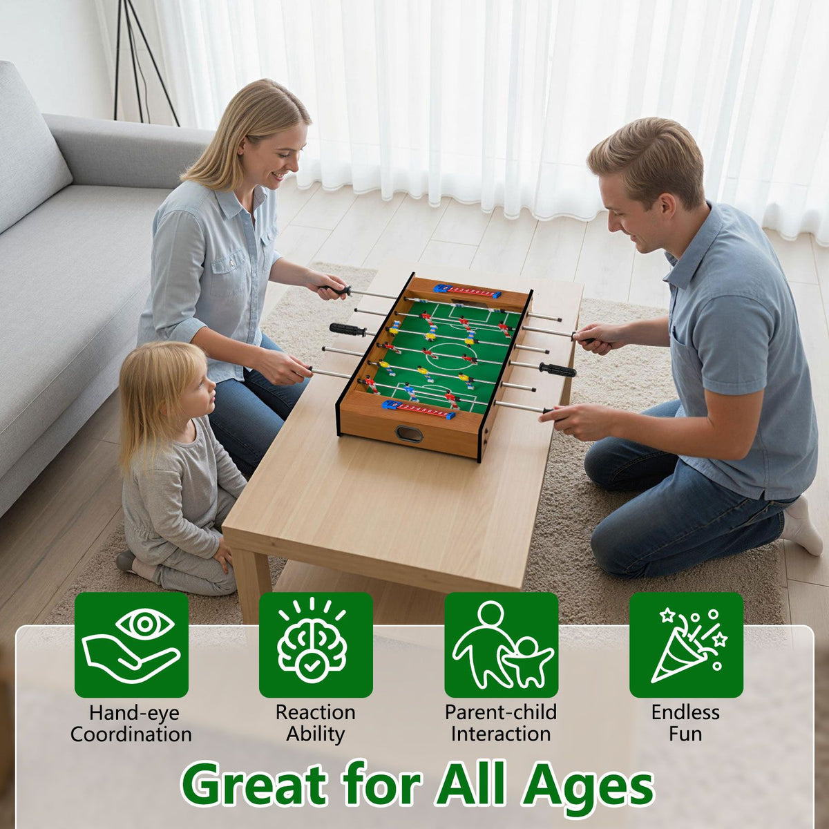 2 In 1 Multi Game Table with Compact Tabletop Foosball Table and Hockey Game