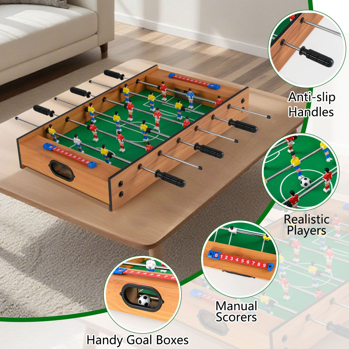 2 In 1 Multi Game Table with Compact Tabletop Foosball Table and Hockey Game