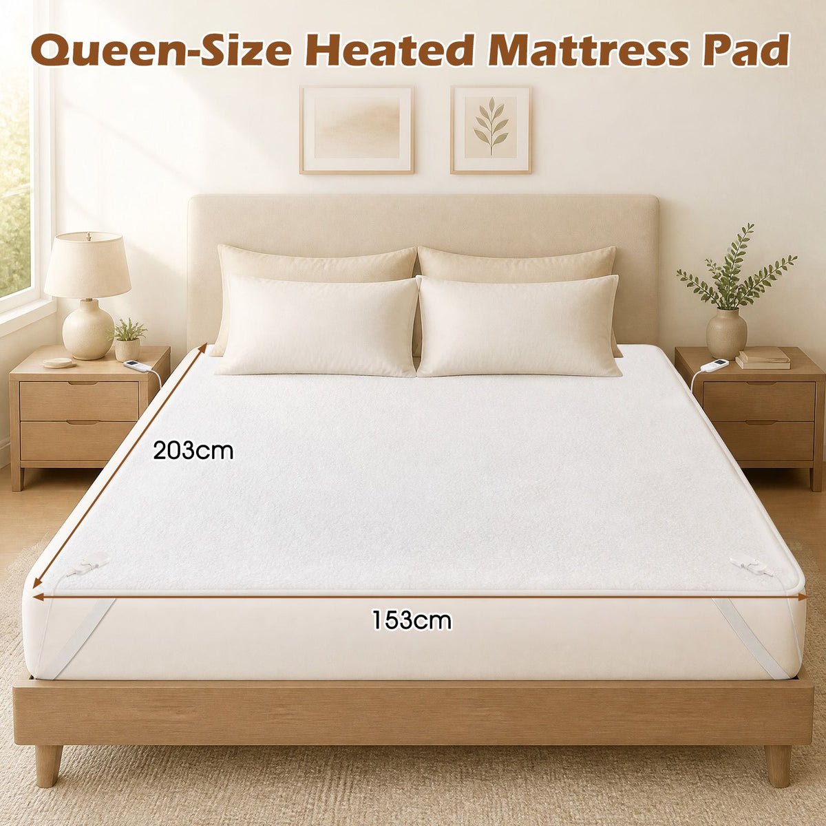 Electric Blanket Heated Mattress Pad with Overheat Auto-Off