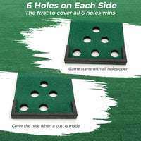 Golf Pong Game Set, Portable Golf Putting Mat with 2 Adjustable Putters