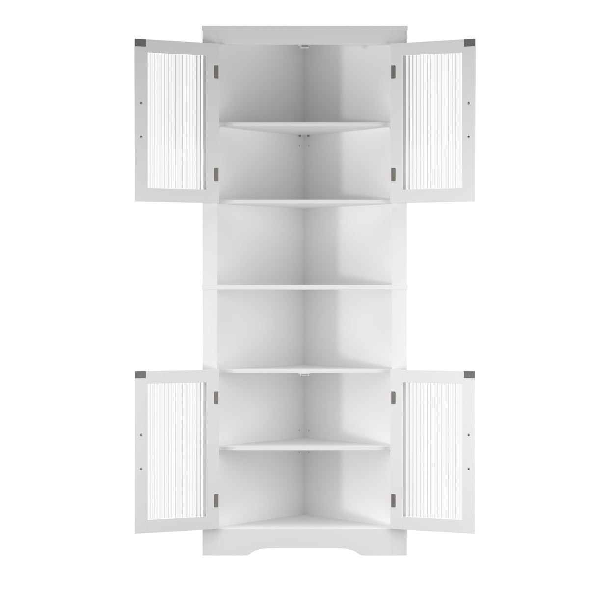 Space-saving Triangular Bathroom Cabinet w/ 4 Tempered Glass Doors