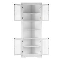 Space-saving Triangular Bathroom Cabinet w/ 4 Tempered Glass Doors