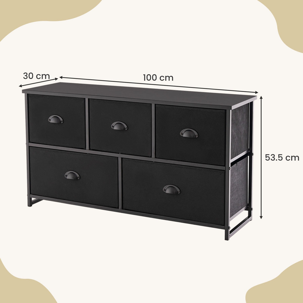 5 Drawer Storage Organizer Unit Horizontal Storage Cube Dresser Unit