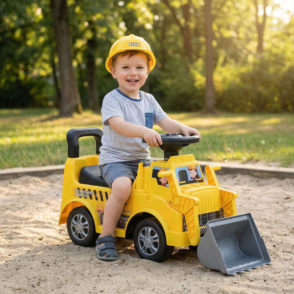 2-in-1 Ride on Excavator with Detachable Trailer Kids Digging Bulldozer with Shovel