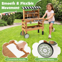 2-in-1 Wooden Kids Cart and Tool Bench with Realistic Tools