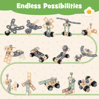 2-in-1 Wooden Kids Cart and Tool Bench with Realistic Tools