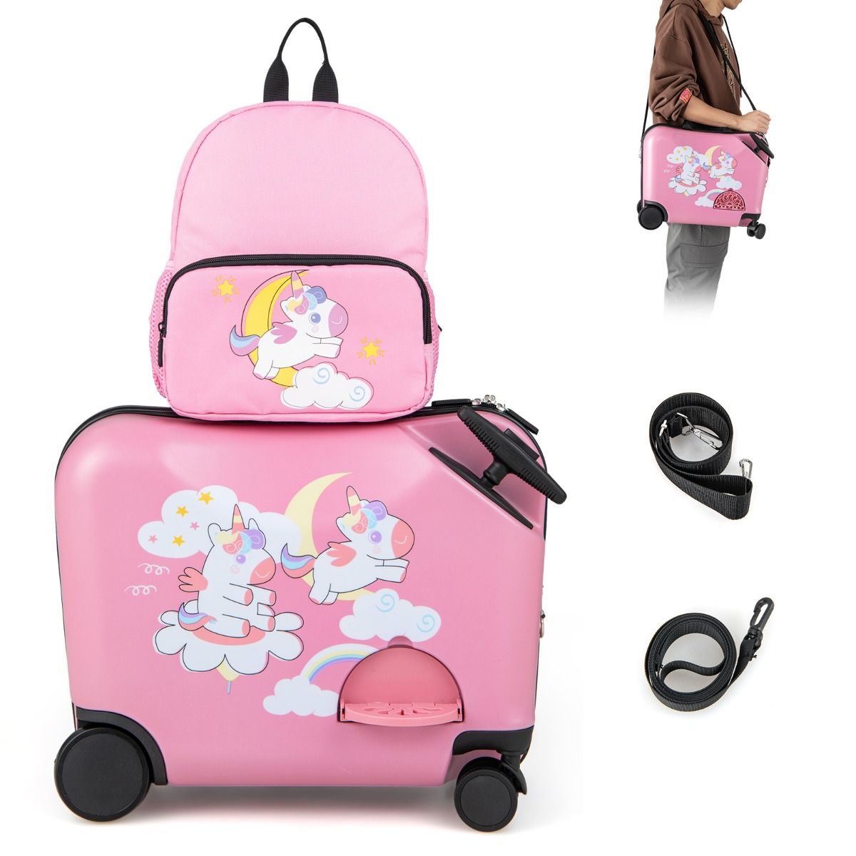 2 Pieces Kid Luggage Set with Spinner Wheels