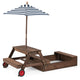 2-in-1 Wooden Sandbox with Foldable Umbrella and Convertible Picnic Table