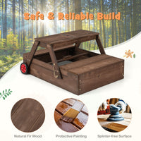 2-in-1 Wooden Sandbox with Foldable Umbrella and Convertible Picnic Table