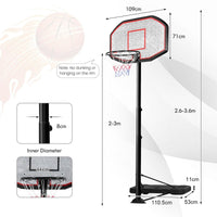 2m-3m Height Adjustable Basketball Hoop Stand System with Wheels