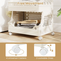2/3/4/5 Tier Rolling Laundry Basket with Wheels Stackable Plastic Storage Cart