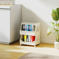 2/3/4/5 Tier Rolling Laundry Basket with Wheels Stackable Plastic Storage Cart