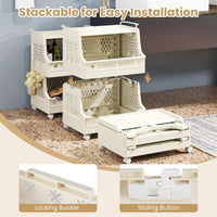 2/3/4/5 Tier Rolling Laundry Basket with Wheels Stackable Plastic Storage Cart