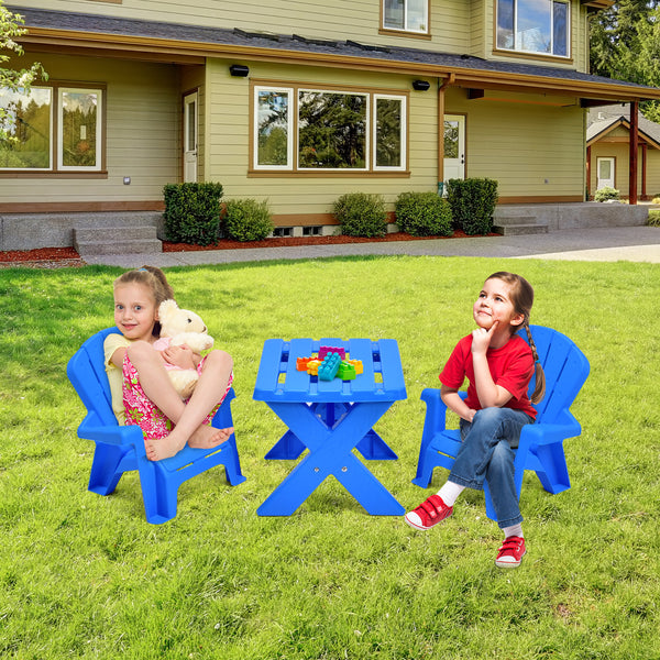 Kids Plastic Table with 2 Adirondack Chairs Set