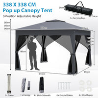 3.4 X 3.4 M Foldable Canopy Tent with Mesh Netting Double Roof and Carrying Bag