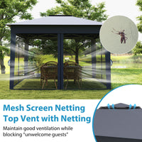 3.4 X 3.4 M Foldable Canopy Tent with Mesh Netting Double Roof and Carrying Bag