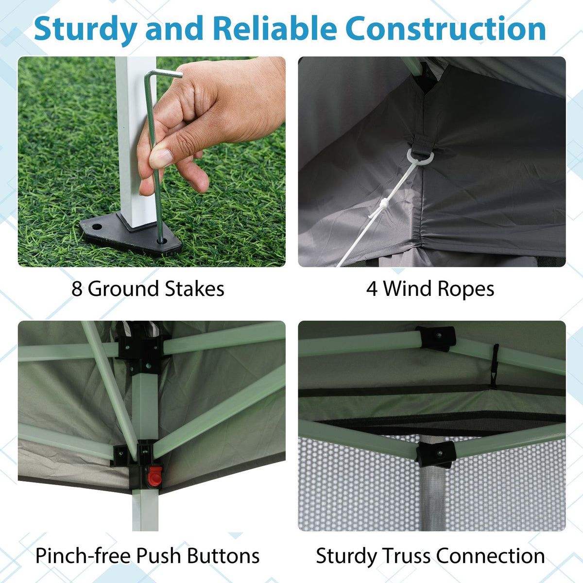 3.4 X 3.4 M Foldable Canopy Tent with Mesh Netting Double Roof and Carrying Bag