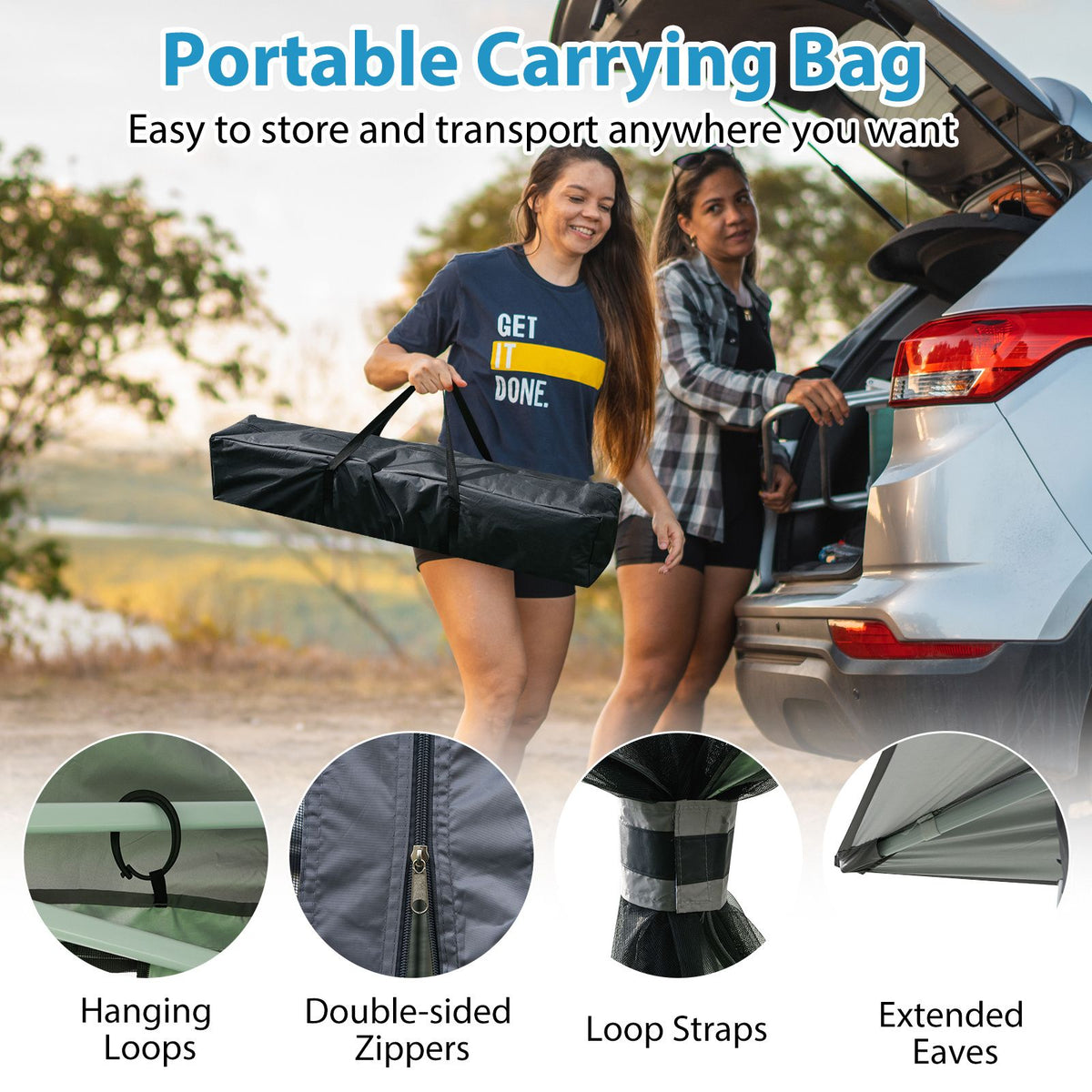 3.4 X 3.4 M Foldable Canopy Tent with Mesh Netting Double Roof and Carrying Bag
