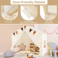 3-4 Kids Large Play Tent House with Fabric and Screen Curtains Star Lights