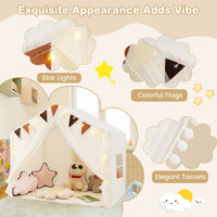 3-4 Kids Large Play Tent House with Fabric and Screen Curtains Star Lights
