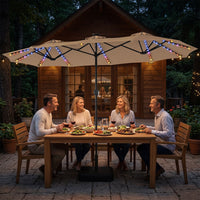 3.9m Double Sided LED Patio Umbrella with 108 Lights and Base