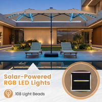 3.9m Double Sided LED Patio Umbrella with 108 Lights and Base