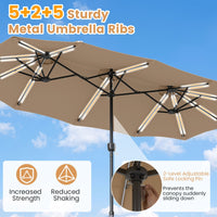 3.9m Double Sided LED Patio Umbrella with 108 Lights and Base