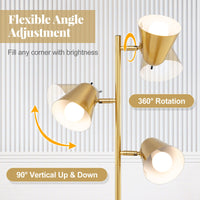 3-Bulb Floor Lamp with Adjustable Lampshades & Sturdy Metal Pole for Bedroom
