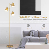 3-Bulb Floor Lamp with Adjustable Lampshades & Sturdy Metal Pole for Bedroom