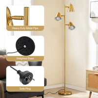 3-Bulb Floor Lamp with Adjustable Lampshades & Sturdy Metal Pole for Bedroom