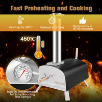3-Layer Wood Burning Pizza Oven with Foldable Feet