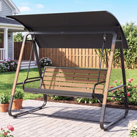 3-Person Porch Swing and Outdoor Swing with Adjustable Canopy