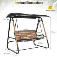 3-Person Porch Swing and Outdoor Swing with Adjustable Canopy