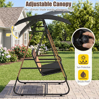3-Person Porch Swing and Outdoor Swing with Adjustable Canopy