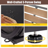 3-Person Porch Swing and Outdoor Swing with Adjustable Canopy
