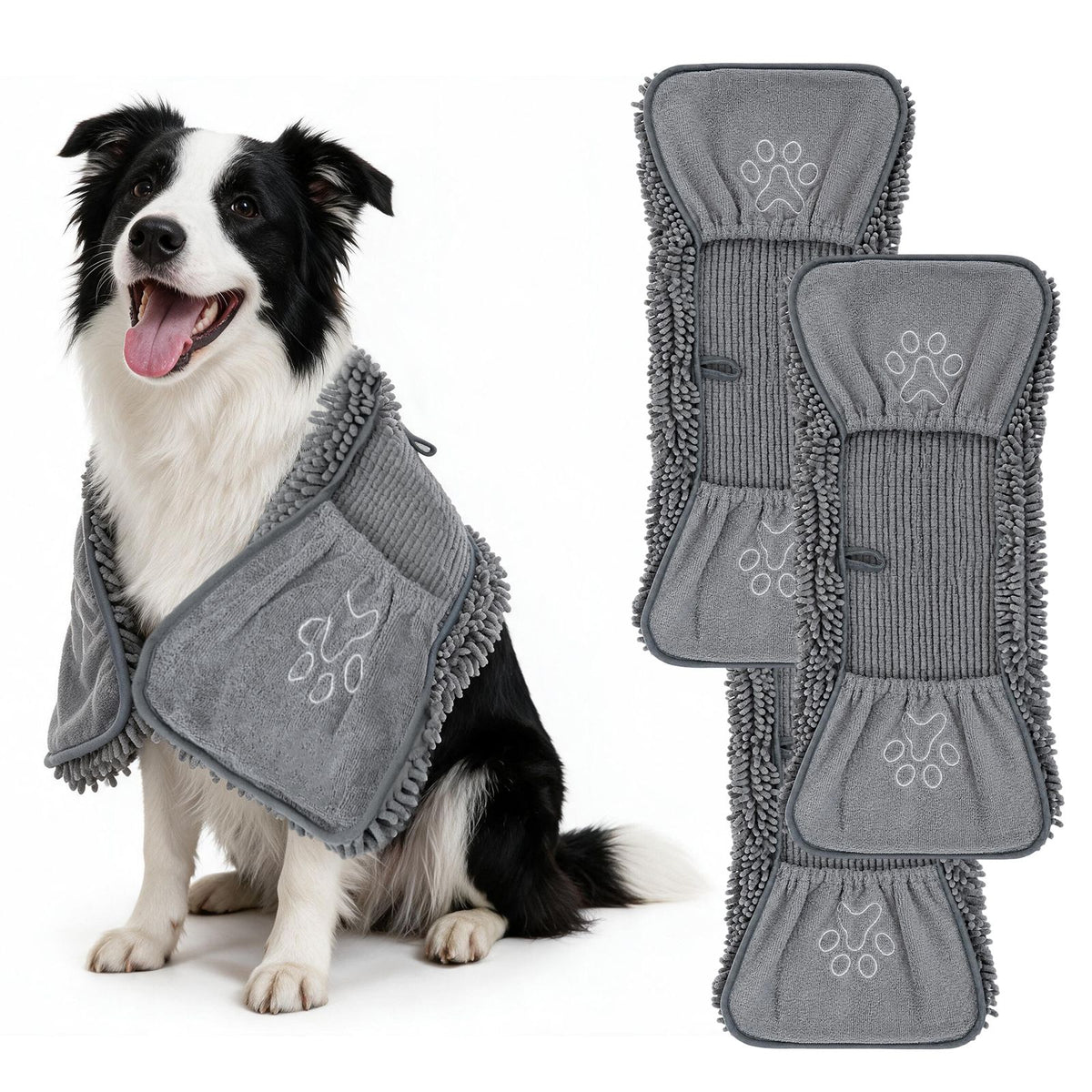 3-Piece Microfiber Dog Towel Set with Mitt Highly Absorbent