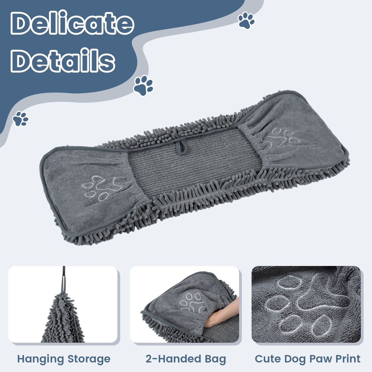 3-Piece Microfiber Dog Towel Set with Mitt Highly Absorbent