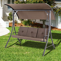 3-Seat Patio Swing with Adjustable Canopy and Thickened Cushions