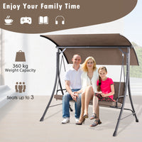 3-Seat Patio Swing with Adjustable Canopy and Thickened Cushions